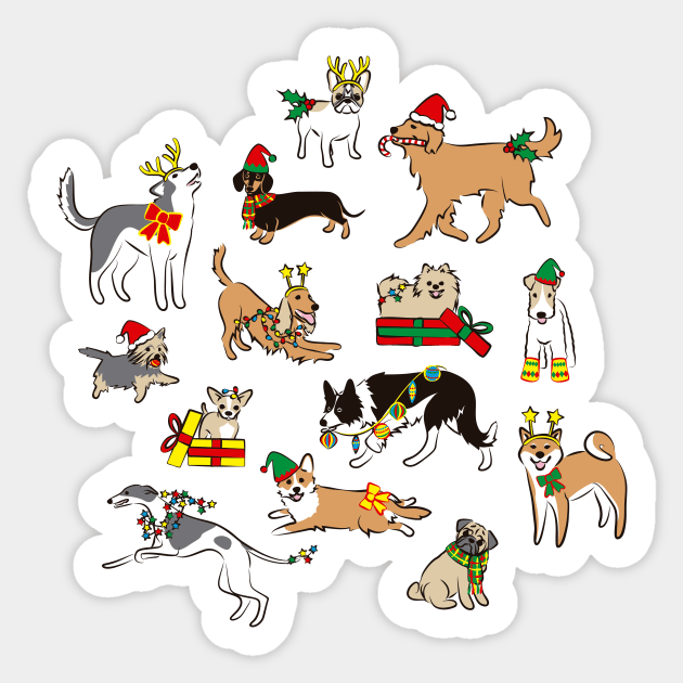 Christmas Dogs Sticker by AnaAnaDesign